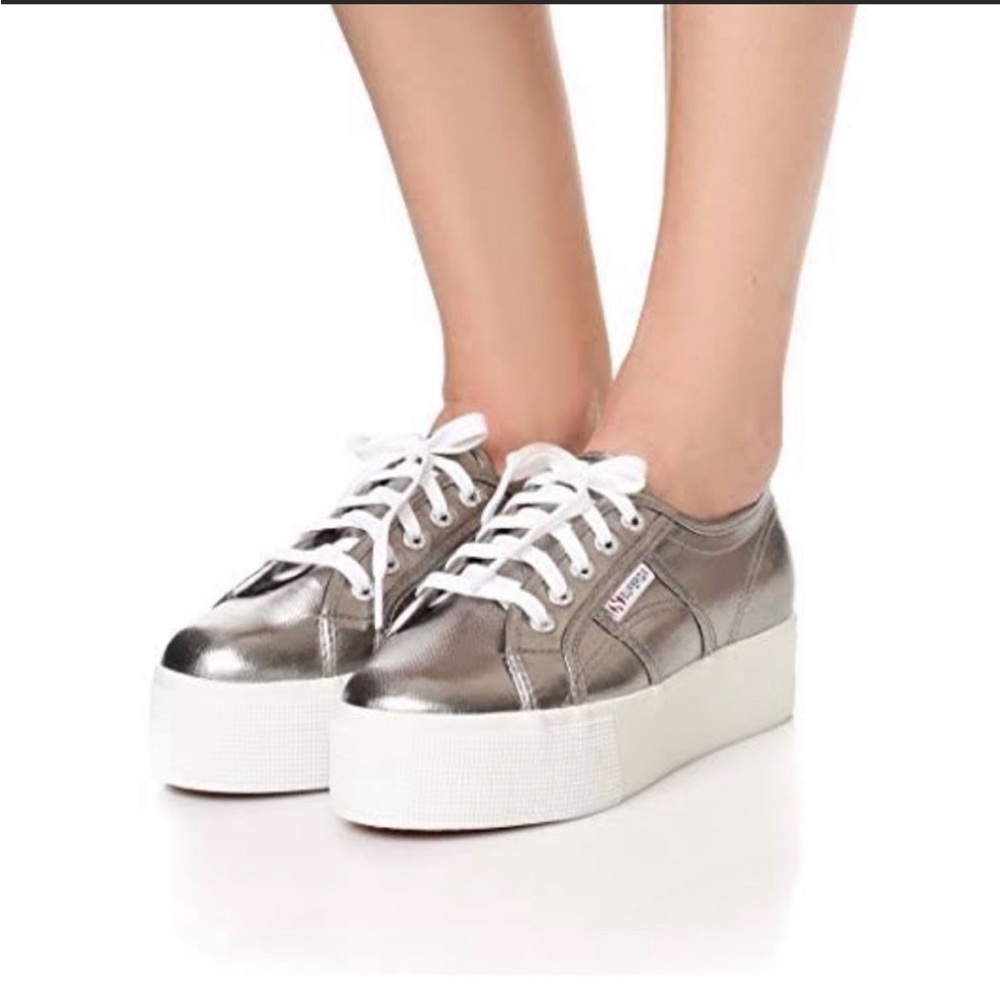 Superga Platform Silver Sneakers - Picture 2 of 9